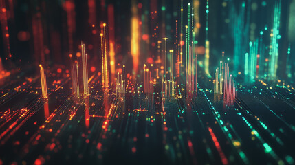 Fototapeta premium Abstract dark blue background with Colorful charts and graphs with statistics to innovative analyze business potential and forecast future development of companies growth.