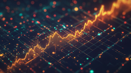 Obraz premium Abstract dark blue background with Colorful charts and graphs with statistics to innovative analyze business potential and forecast future development of companies growth.