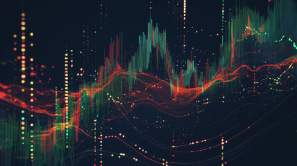 Obraz premium Abstract dark blue background with Colorful charts and graphs with statistics to innovative analyze business potential and forecast future development of companies growth.