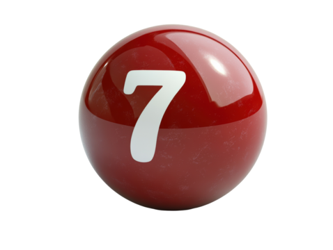 Isolated Red Number Seven Ball