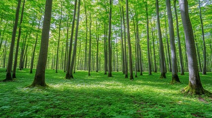 Obraz premium Lush Forest Scene with Natural Lighting and High Contrast