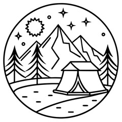 Wilderness Line Art Camping Edition