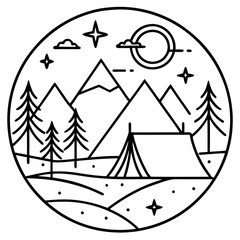 Wilderness Line Art Camping Edition