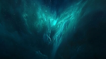 Obraz premium A beautiful northern lights sky with stars. The color of the aurora is blue-green, and it has an ethereal glow that reflects off the dark night sky.