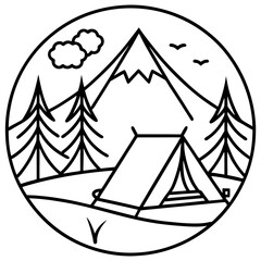 Wilderness Line Art Camping Edition