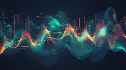 Fototapeta premium Abstract dark blue background with Colorful charts and graphs with statistics to innovative analyze business potential and forecast future development of companies growth.