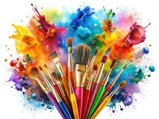 Watercolor Splash Paintbrushes Abstract Art