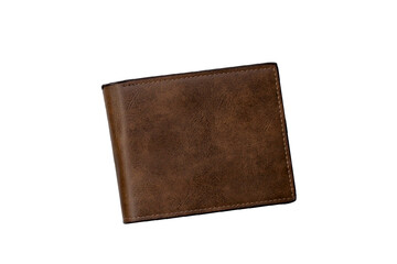 Brown wallet on white background.