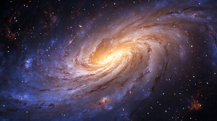 Spiral Galaxy Cosmic Nebula Space Background Universe Stars Orange Blue Sky Art Deep Night Light    