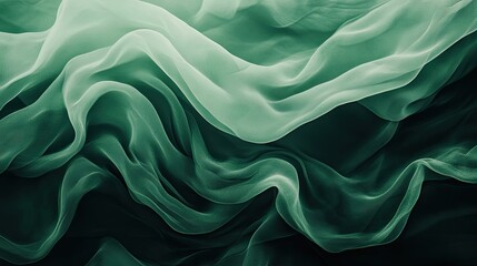 Obraz premium Elegant Emerald Green Silk Fabric Drapes Background