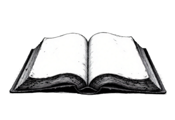 Open book with blank pages and transparent background
