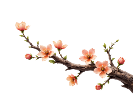Peach blossom branch with transparent background - Powered by Adobe