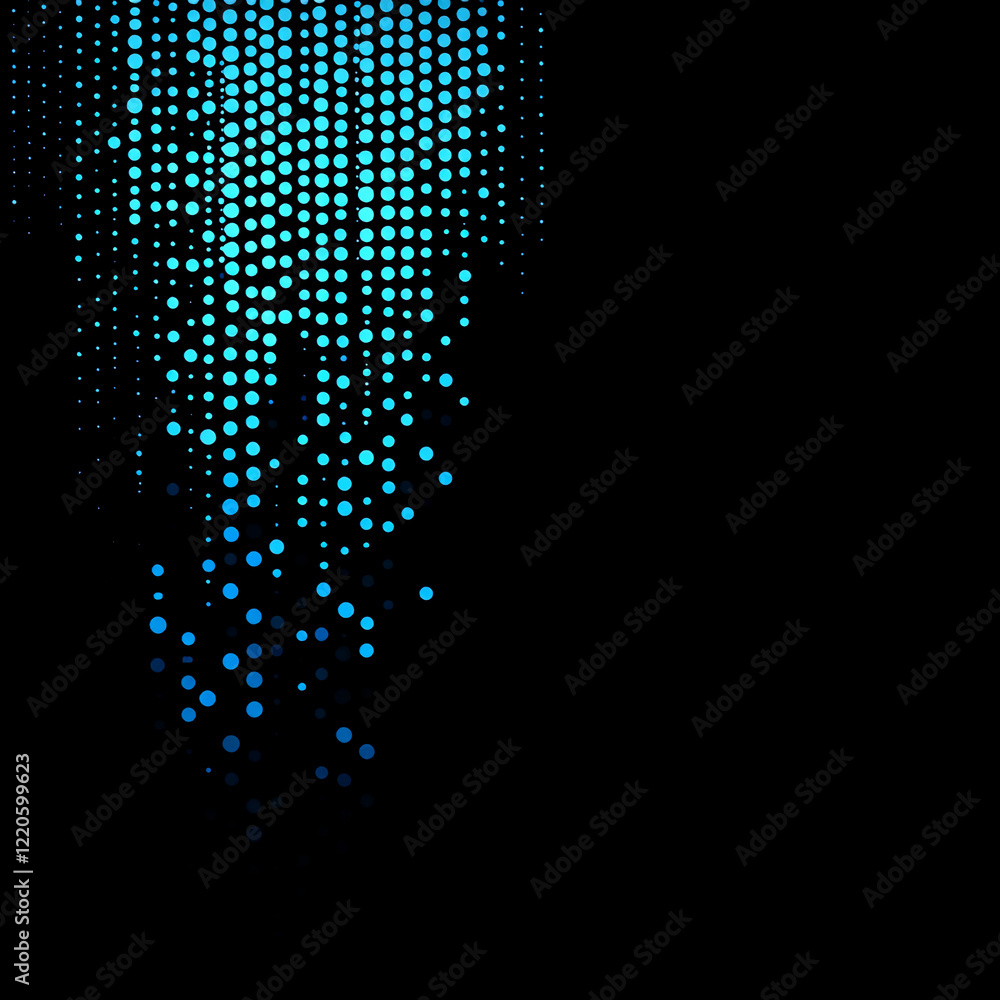 Poster abstract glowing blue vertical lines with dots scattered in space, digital background. business back