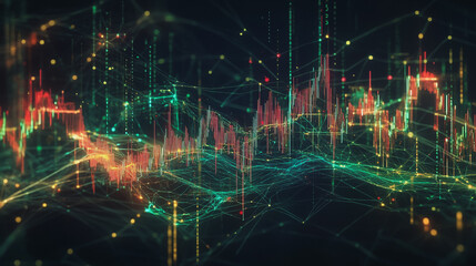 Fototapeta premium Abstract dark blue background with Colorful charts and graphs with statistics to innovative analyze business potential and forecast future development of companies growth.