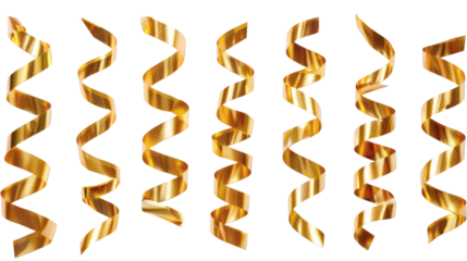 Set of golden ribbons, isolated on white background.