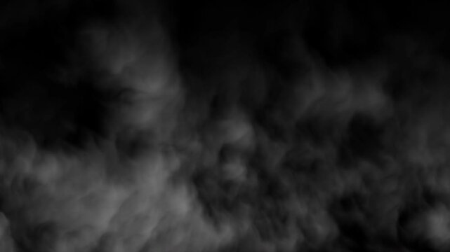 Realistic smoke cloud fog overlay. White smoke fast moving on a black background
