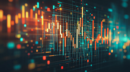 Abstract dark blue background with Colorful charts and graphs with statistics to innovative analyze business potential and forecast future development of companies growth.