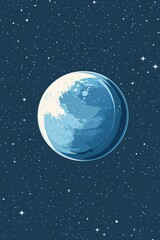 A minimalist depiction of planet Earth floating in space, with blue tones and a starry background, suitable for a mobile wallpaper.