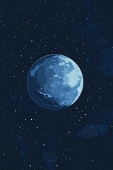 Naklejka premium A minimalist depiction of planet Earth floating in space, with blue tones and a starry background, suitable for a mobile wallpaper.
