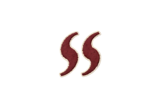 Two maroon comma symbols on a transparent background