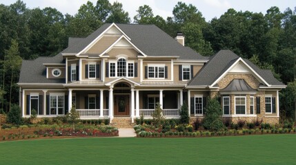 Obraz premium Suburban Dream Home: A Majestic Two-Story House