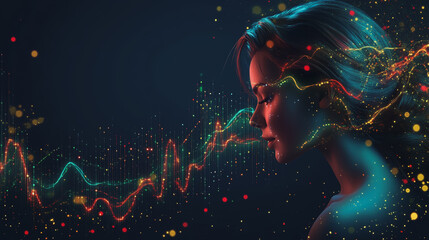 Fototapeta premium Abstract dark blue background with Colorful charts and graphs with statistics to innovative analyze business potential and forecast future development of companies growth.