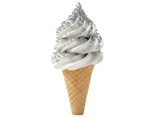 Isolated Ice Cream Cone with Silver Sprinkles