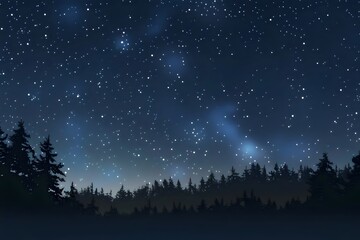 A hyper-realistic nighttime landscape featuring a clear, star-filled sky with the Milky Way prominently visible across the scene. The stars vary in brightness, creating depth and dimension in the vast