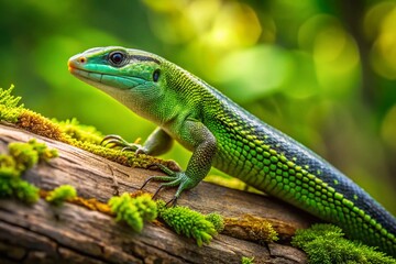 Fototapeta premium Arkansas Skink on Tree Branch - Reptile Wildlife Stock Photo