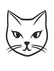 Minimalistic Simple Female Kitten Cat Kitty Head Pet Icon Symbol 