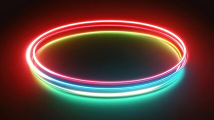 Fototapeta premium Vibrant Neon Rings Create Abstract Circular Art