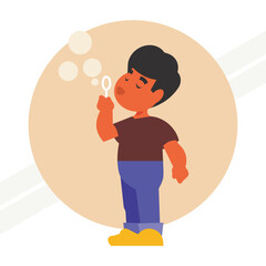 A boy blowing bubbles representing playfulness and joy