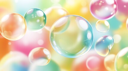 Colorful Bubbles Floating in Pastel Background
