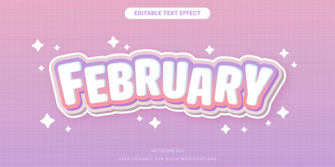 Creative February Editable Text Effect Design mix soft light pink purple for Typography and Poster Elements