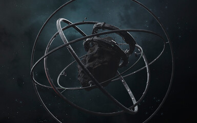 3D illustration of astronaut in detailed suit floating in space. High quality digital space sci-fi art in 5K - realistic visualization. Render