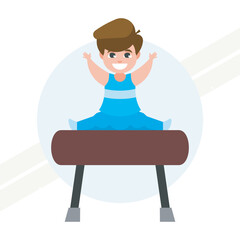 A boy doing gymnastics on a pommel horse representing skill and athleticism