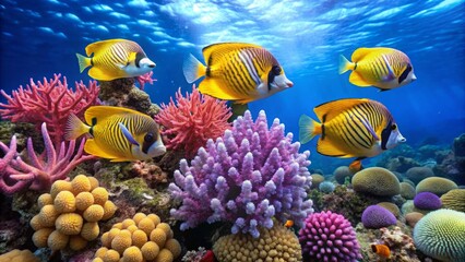 Vibrant Coral Reef with Colorful Tropical Fish