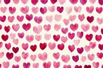 A pattern of pink and red hearts, each heart is small in size and has no border around it. Valentine's Day celebration.