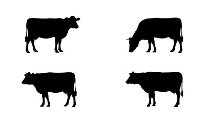 Cow silhouette set in black and white