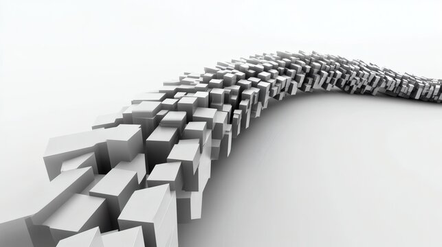 Fototapeta Abstract 3D Rendering of a Flowing Wave of Cubes