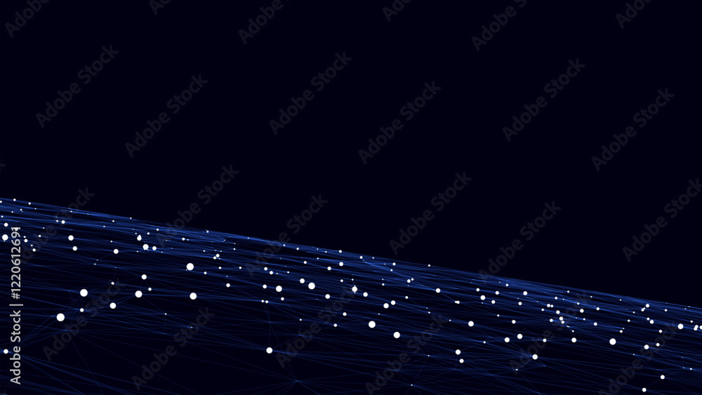 Poster vector technology blue perspective grid in infinity. abstract digital wireframe floor with lines. da