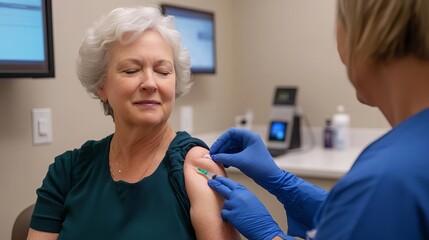 Patient receiving corticosteroid injection in a clinic, rheumatology care in action