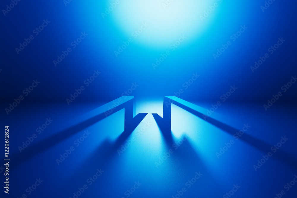 Poster minimalist blue abstract scene with geometric shapes and shadows. business background