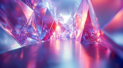 internal geometric forms. stylish 3D render illustration for promotion and banners on social media. Primitive holographic hues on a background. Realistic abstract composition in a contemporary manner.
