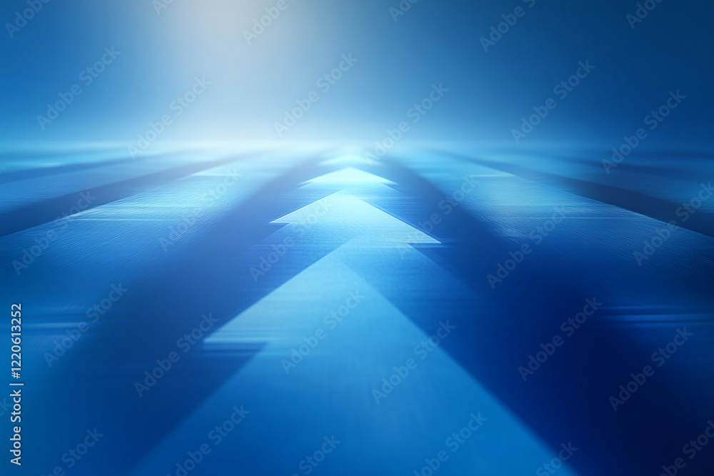 Poster abstract blue arrows with shadows in a futuristic minimalist setting. business background