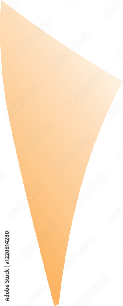 Aufkleber minimalist graphic design featuring a curved, pointed shape with a soft orange gradient on a clean w