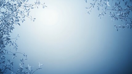 Serene Blue Branches Frame a Soft Sky Background