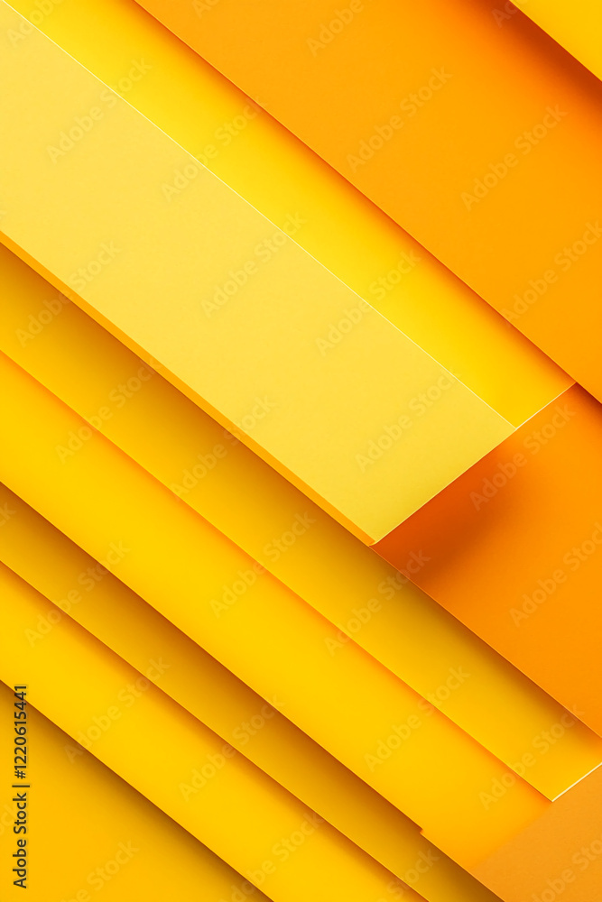 Poster abstract yellow geometric layers with shadows and modern minimalist design. business background