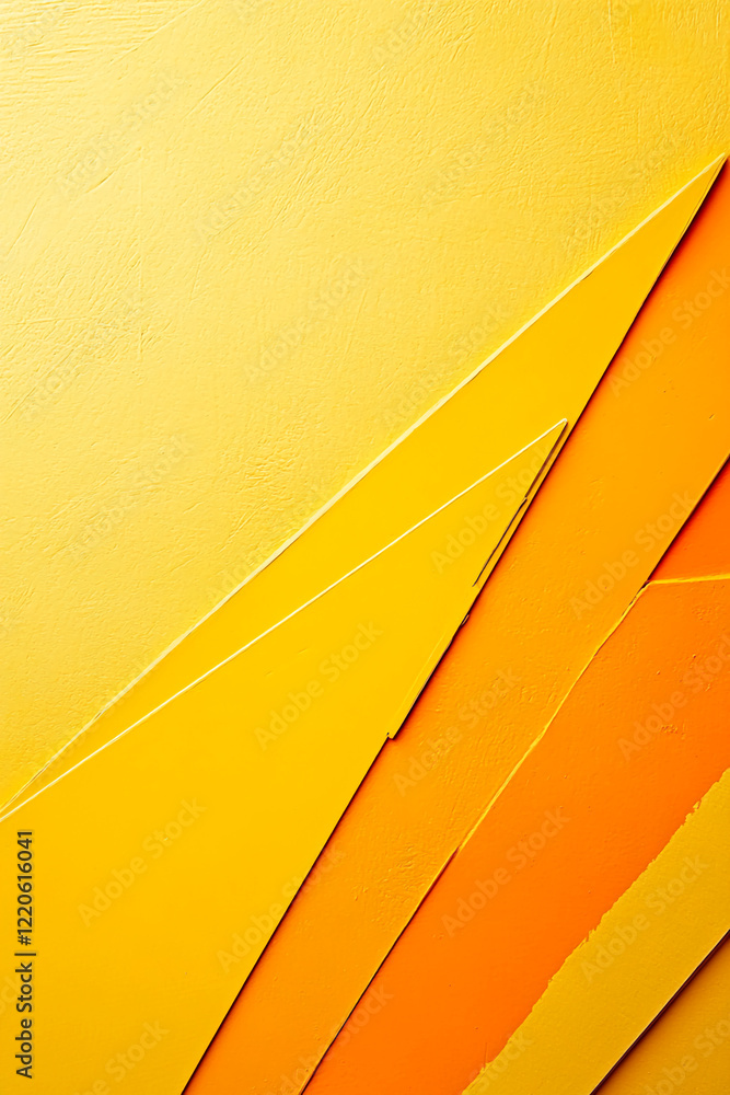 Poster abstract yellow and orange geometric design with textured layers and shadows. business background