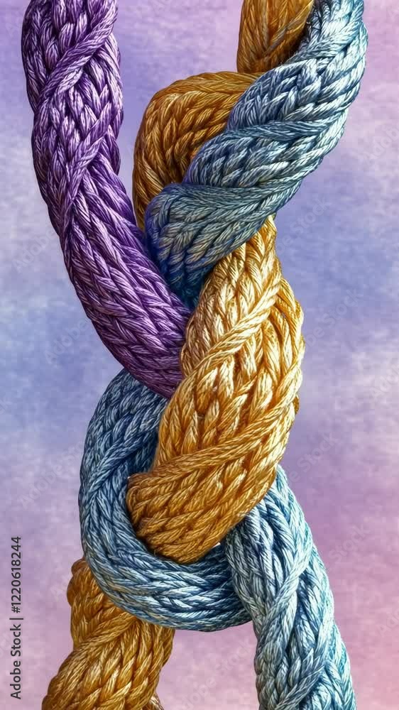 Poster colorful twisted ropes display intricate patterns against a soft gradient background